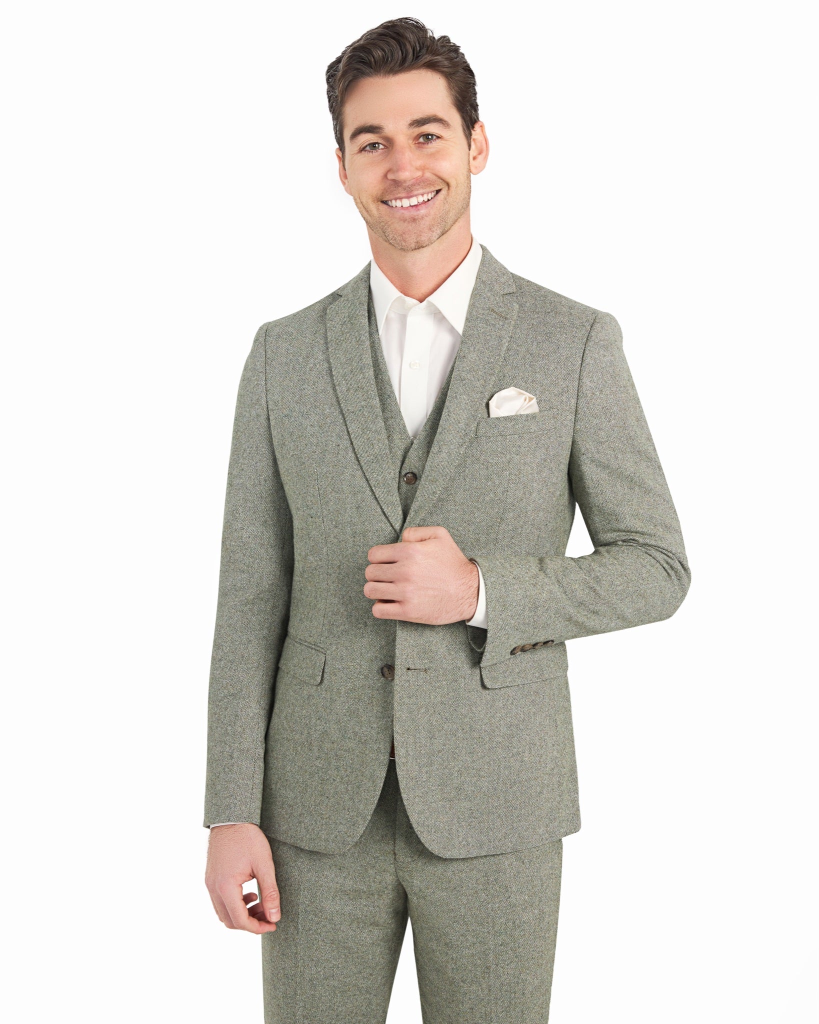 Light Green Tweed 3pc Suit - view 5
