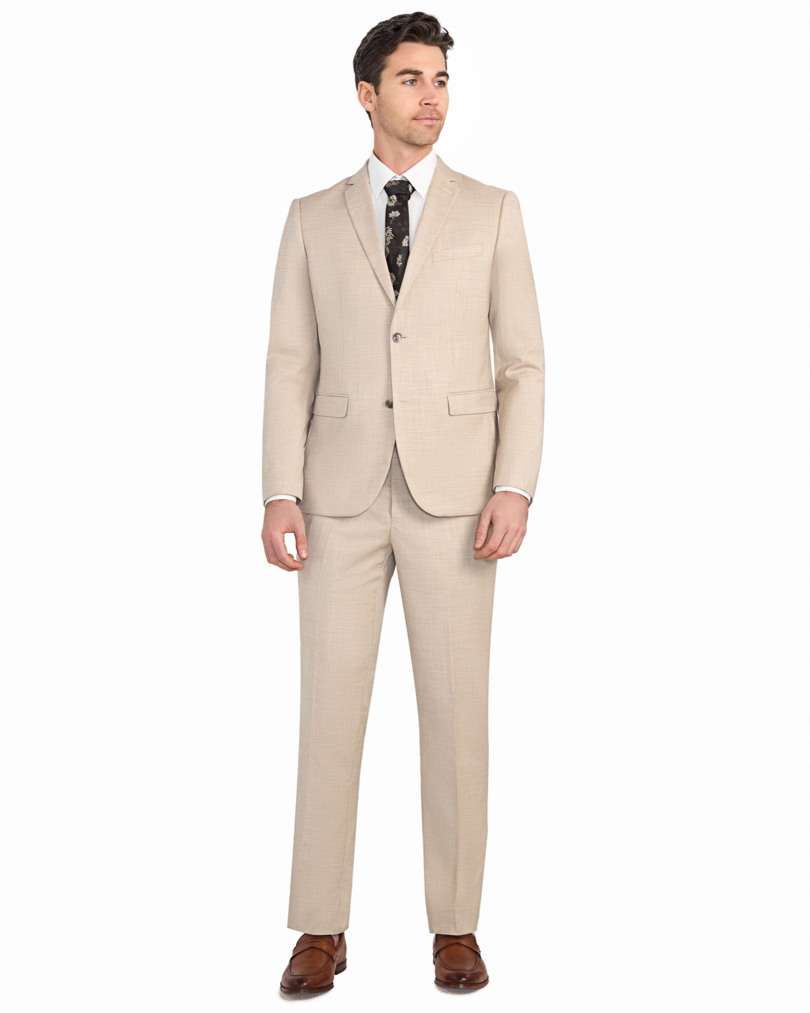 Light Tan Sharkskin 2 Button Suit - view 1