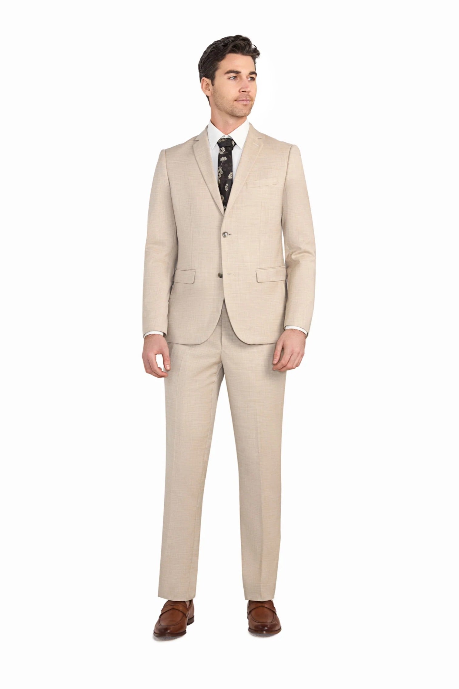 Light Tan Sharkskin 2 Button Suit - view 1