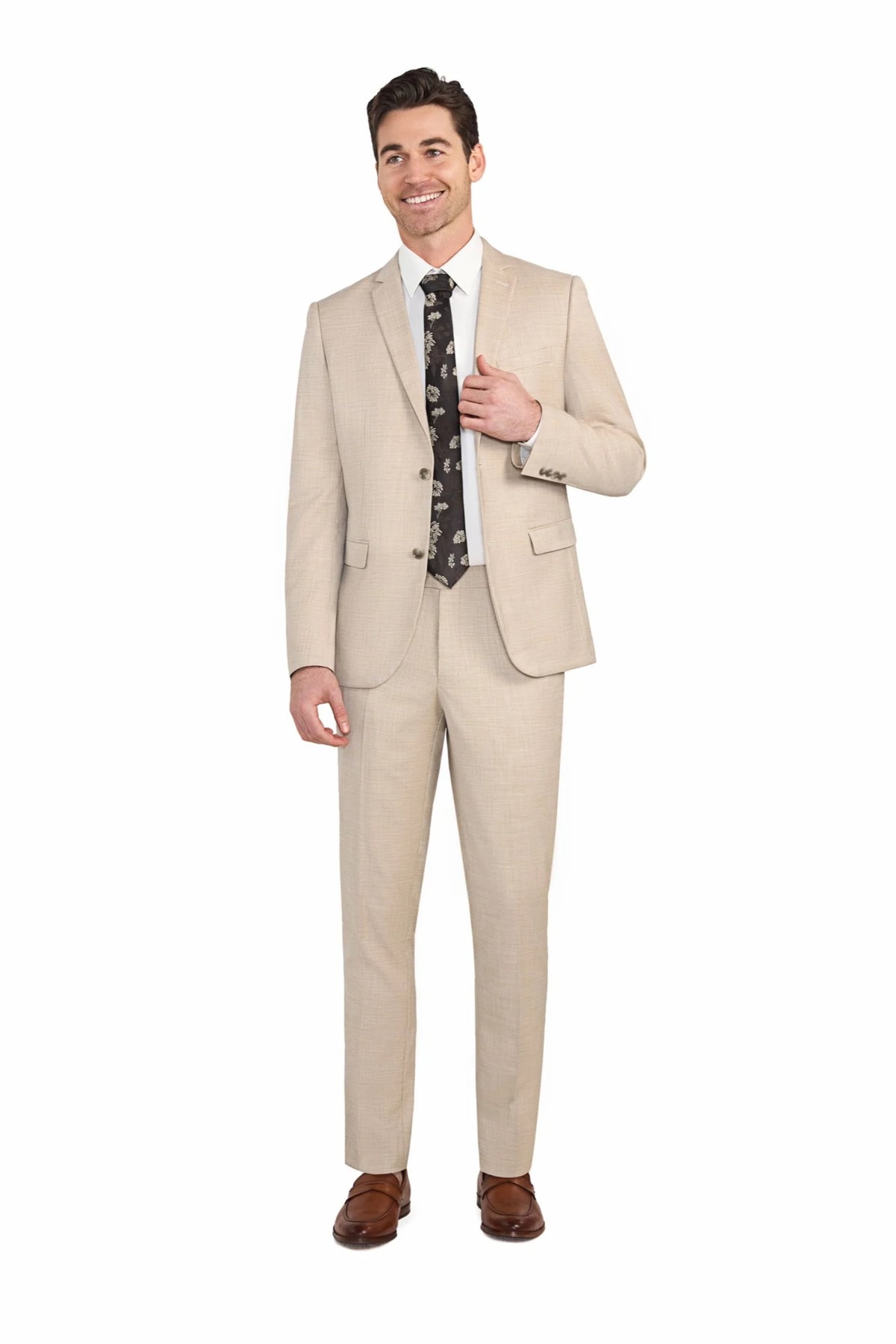Light Tan Sharkskin 2 Button Suit - view 2