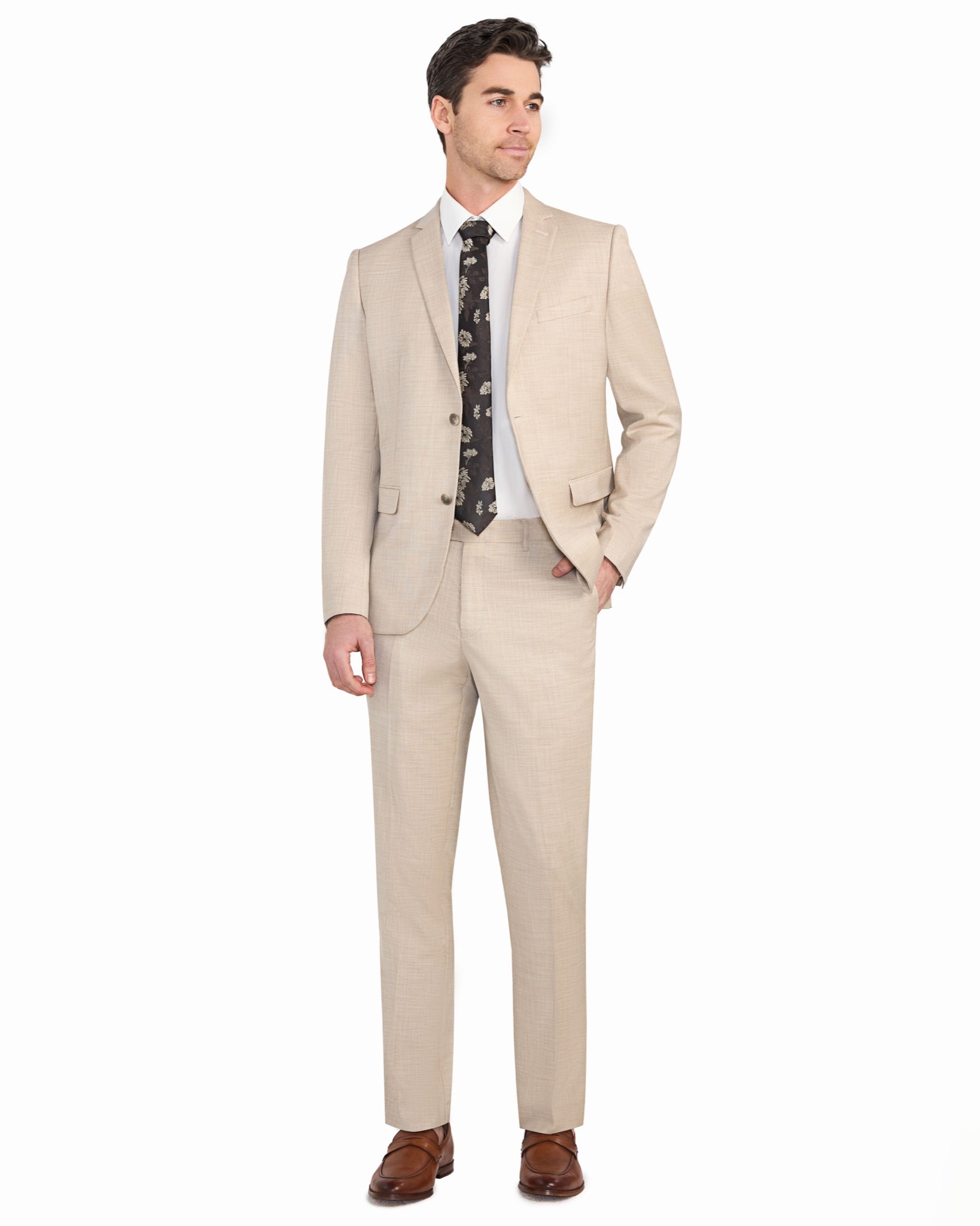 Light Tan Sharkskin 2 Button Suit - view 3