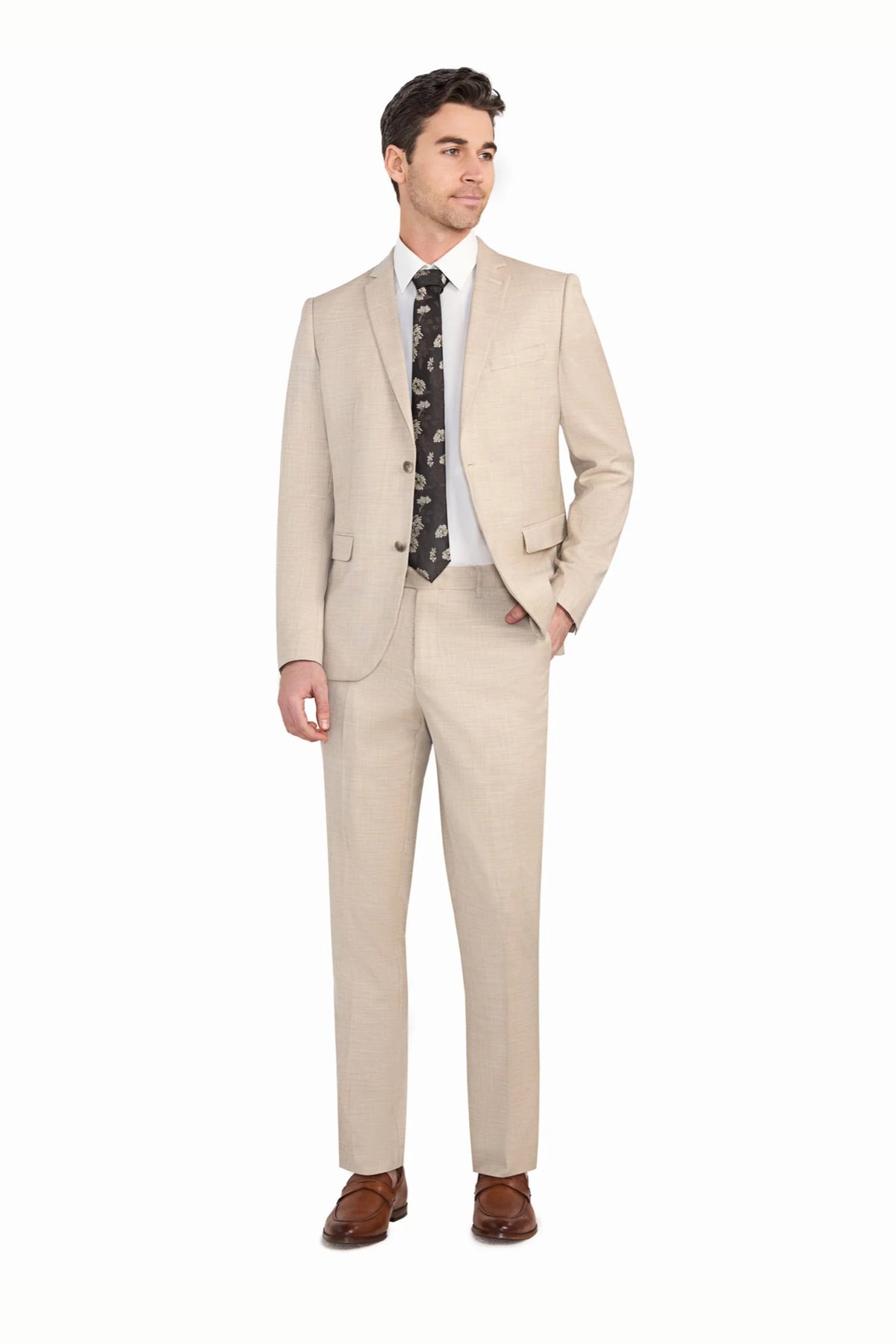 Light Tan Sharkskin 2 Button Suit - view 3