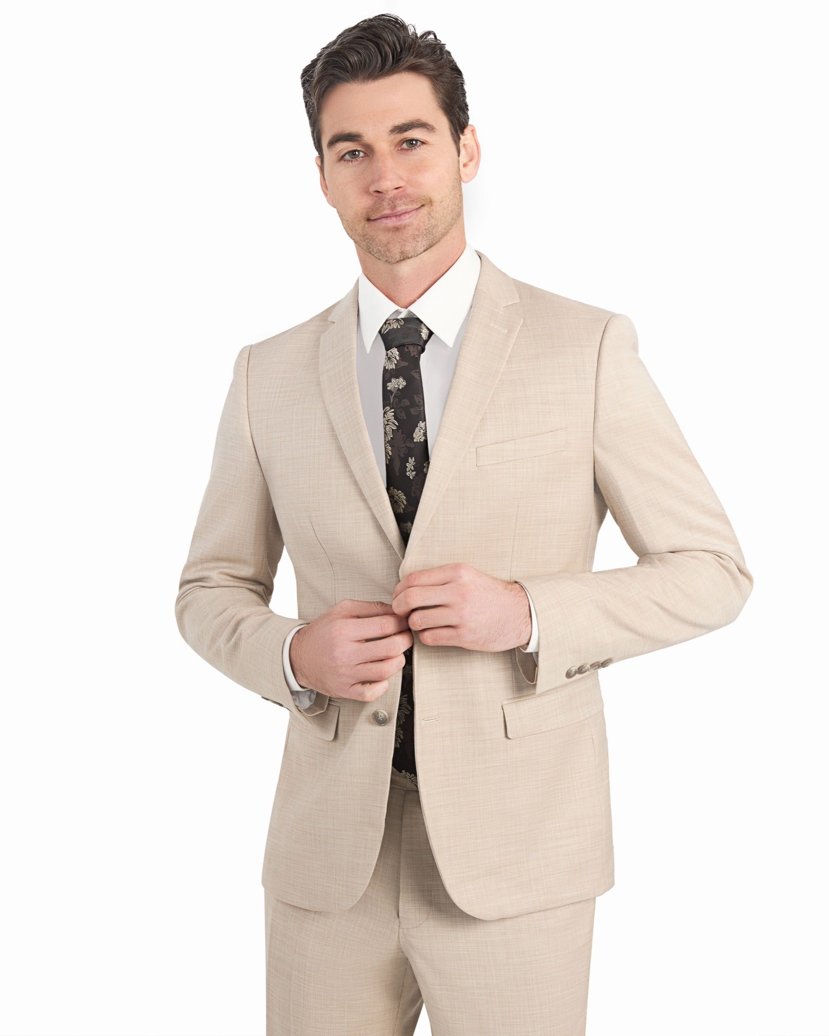 Light Tan Sharkskin 2 Button Suit - view 4