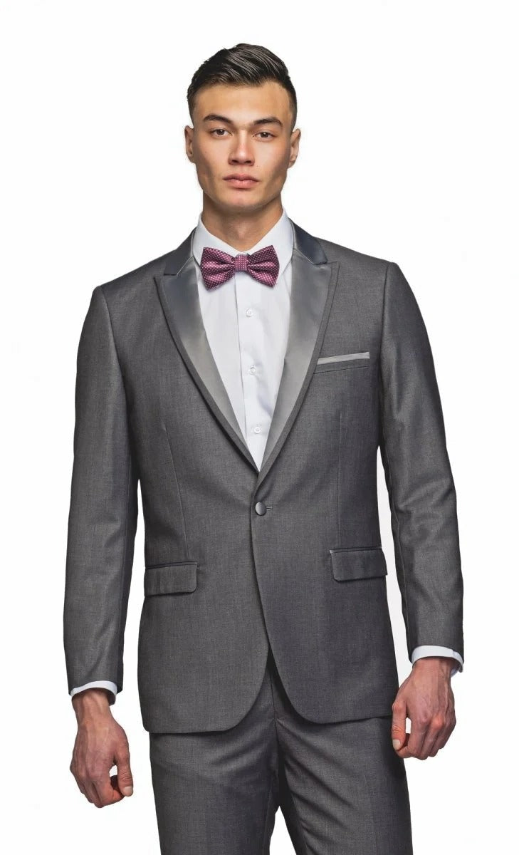 Medium Gray Peak Lapel Tuxedo - MenSuits