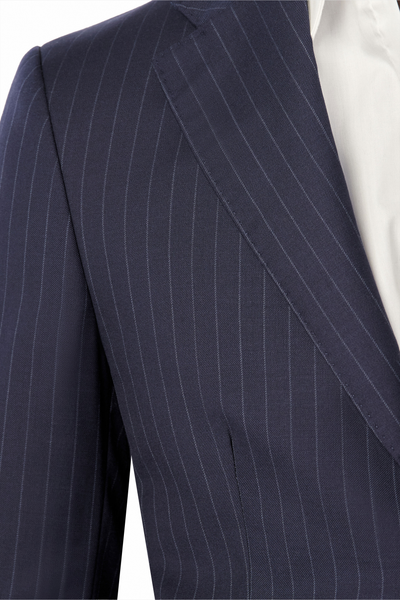 navy blue suit and purple dress Classic Navy Pinstripe 2-Button Suit