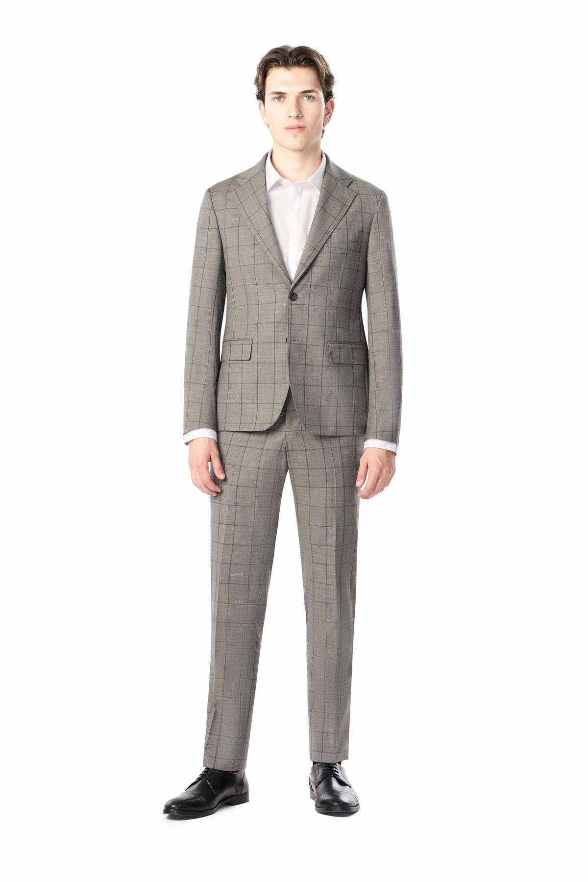 Gray Tonal Windowpane 2-Button Suit