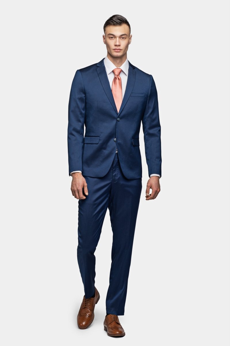 Blue Tickweave 2 Button Suit - MenSuits