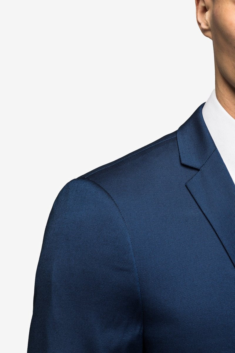 Blue Tickweave 2 Button Suit - MenSuits