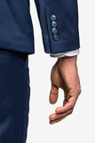 Blue Tickweave 2 Button Suit - MenSuits