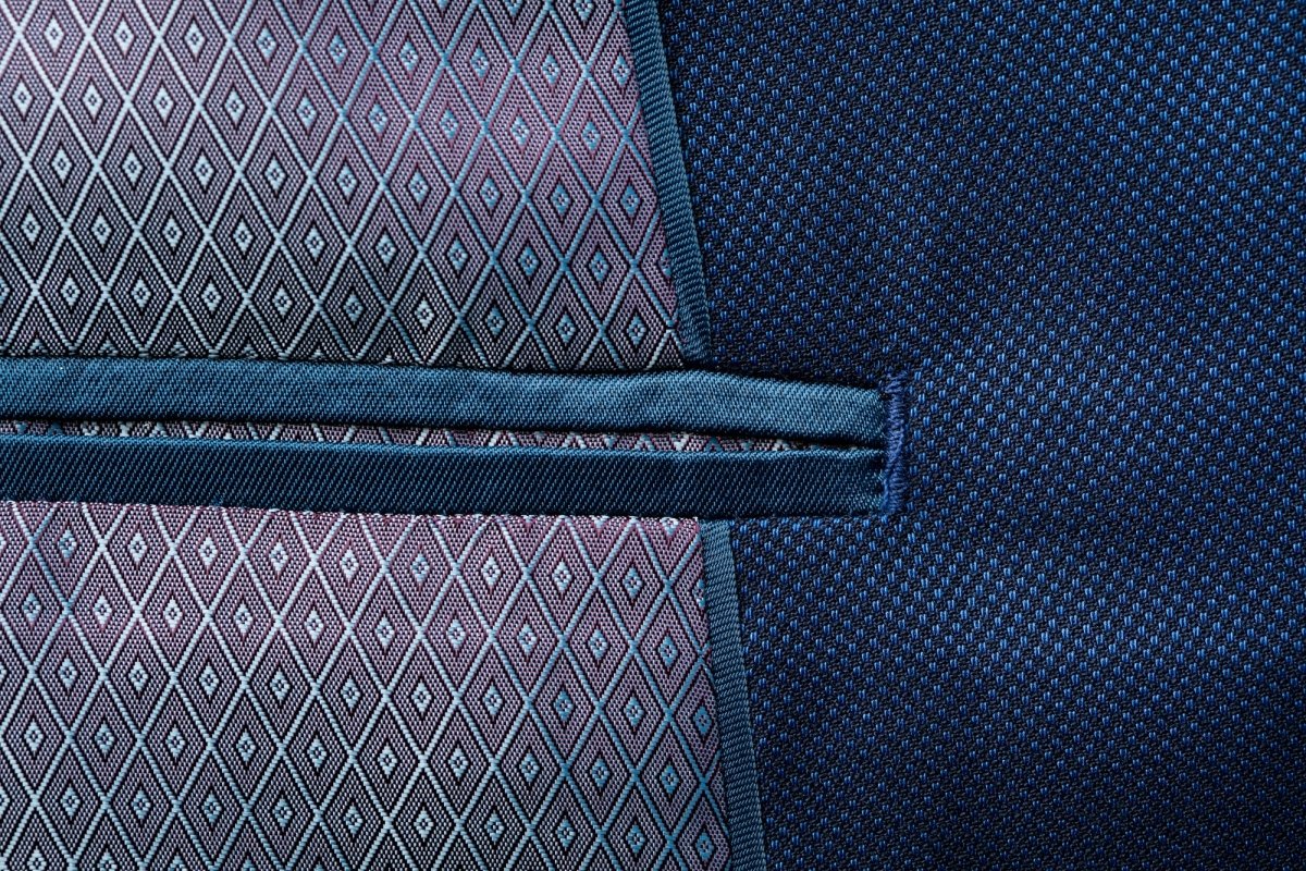 Blue Tickweave 2 Button Suit - MenSuits