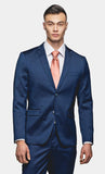 Blue Tickweave 2 Button Suit - MenSuits