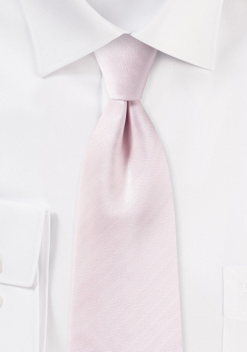 Blush Pink Herringbone Necktie - MenSuits