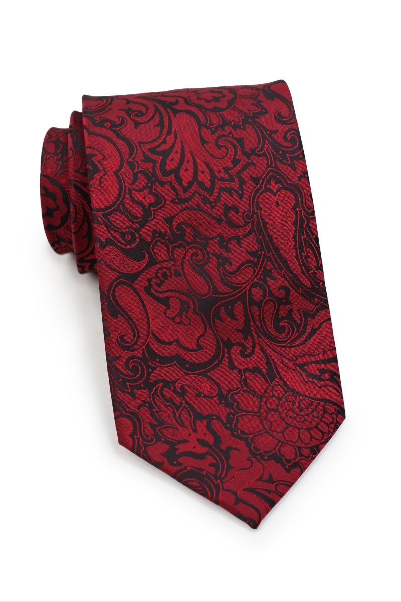 Bordeaux Floral Paisley Necktie - MenSuits