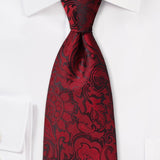 Bordeaux Floral Paisley Necktie - MenSuits