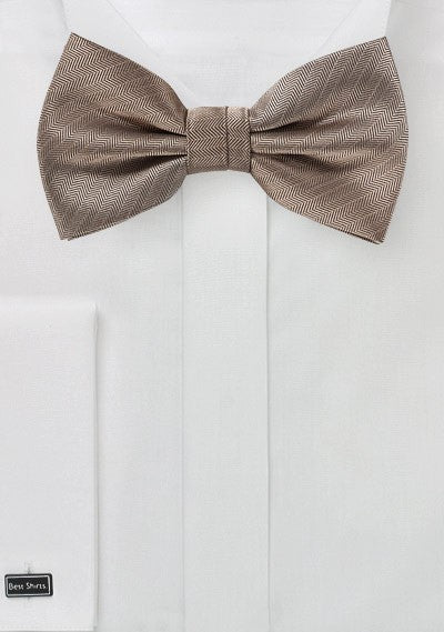 Bronze Gold Herringbone Bowtie - MenSuits