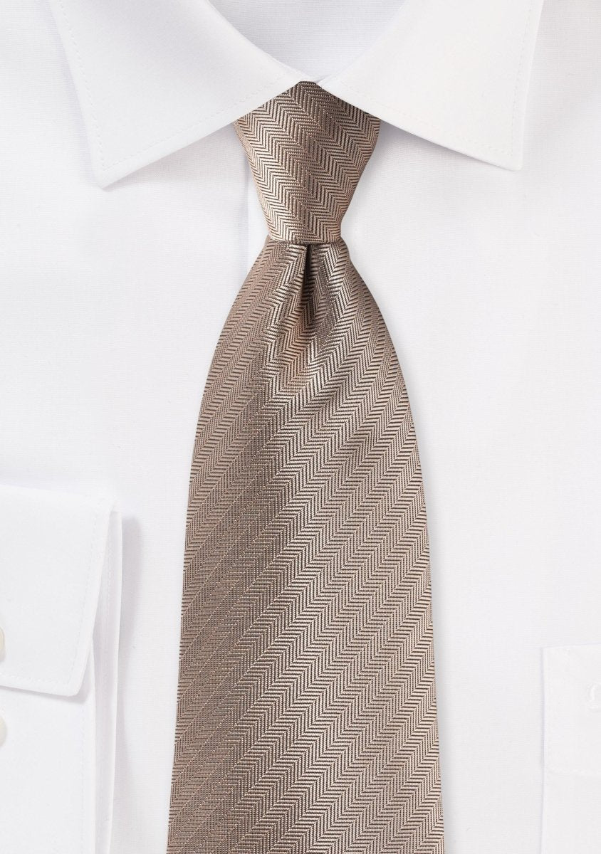 Bronze Gold Herringbone Necktie - MenSuits