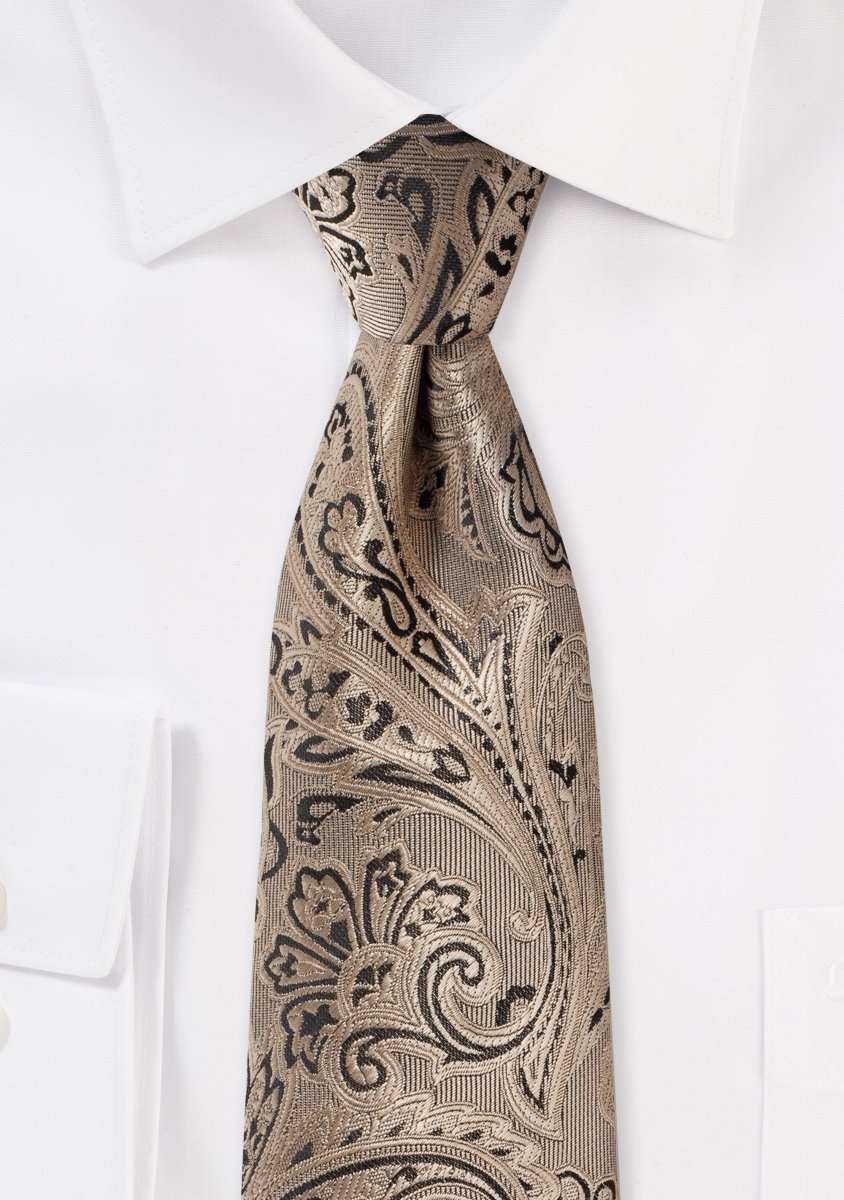 Bronze Gold Proper Paisley Necktie - MenSuits