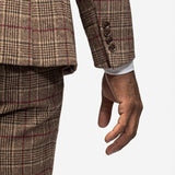 Brown Burgundy Plaid Flannel 3 Piece Suit - MenSuits