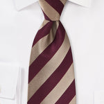 Burgundy and Gold Repp&Regimental Striped Bowtie - MenSuits