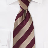Burgundy and Gold Repp&Regimental Striped Bowtie - MenSuits