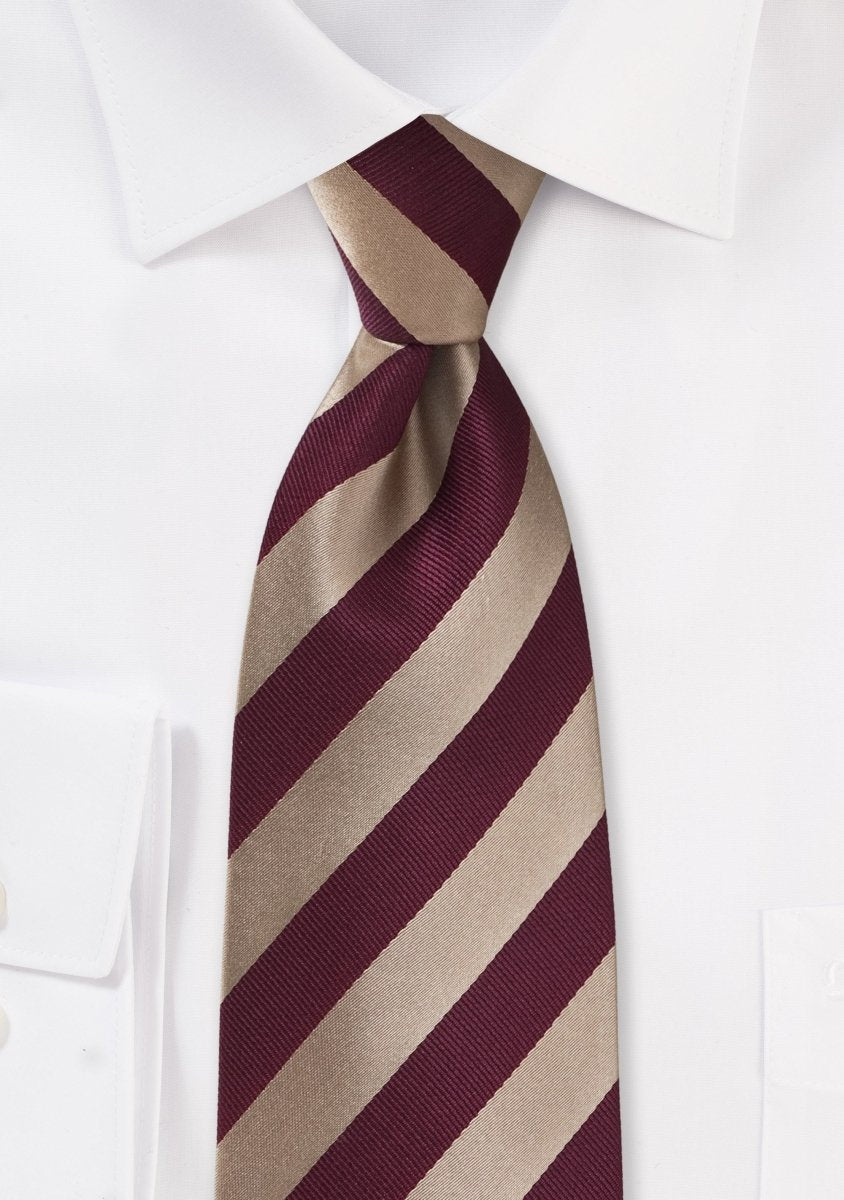 Burgundy and Gold Repp&Regimental Striped Necktie - MenSuits