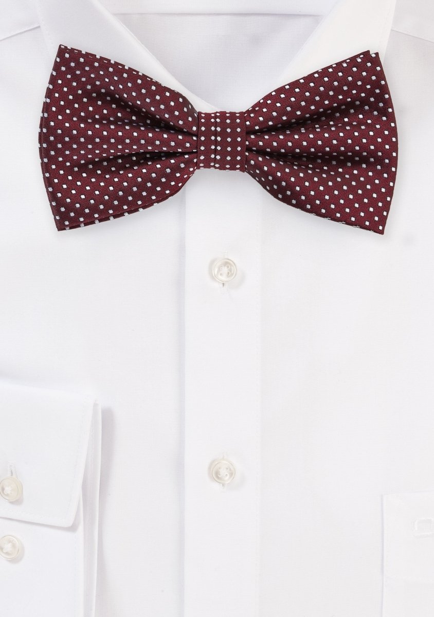 Burgundy Pin Dot Bowtie - MenSuits