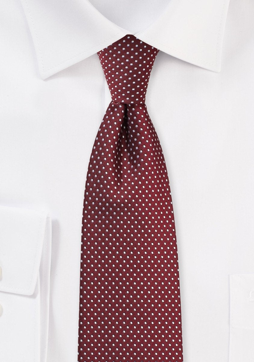 Burgundy Pin Dot Necktie - MenSuits