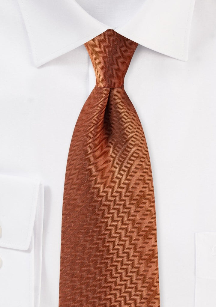Burnt Orange Herringbone Necktie - MenSuits