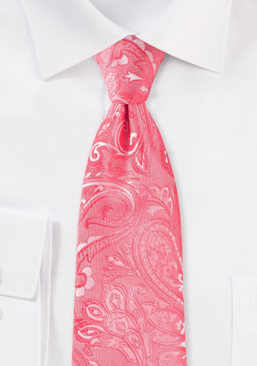 Caribbean Coral Proper Paisley Necktie - MenSuits