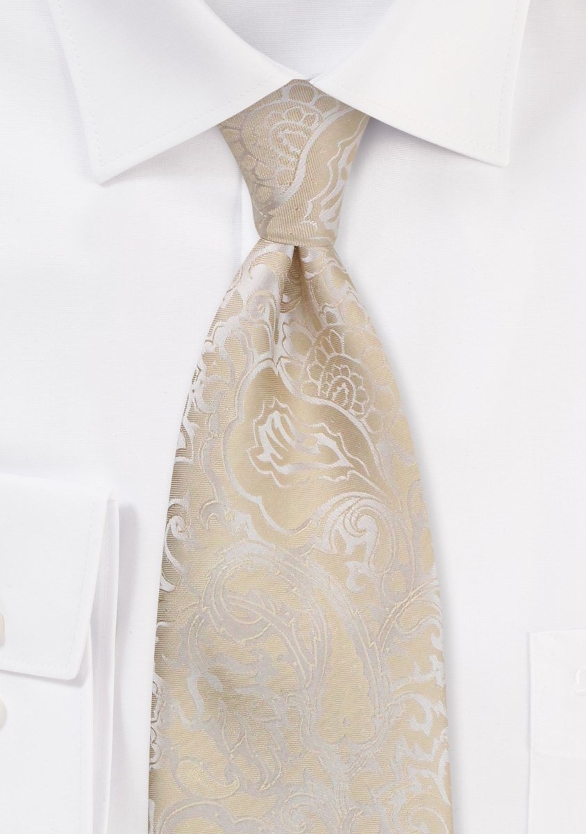 Champagne Floral Paisley Necktie - MenSuits
