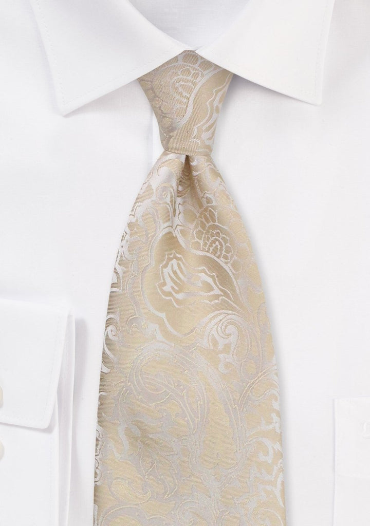 Champagne Floral Paisley Necktie - MenSuits