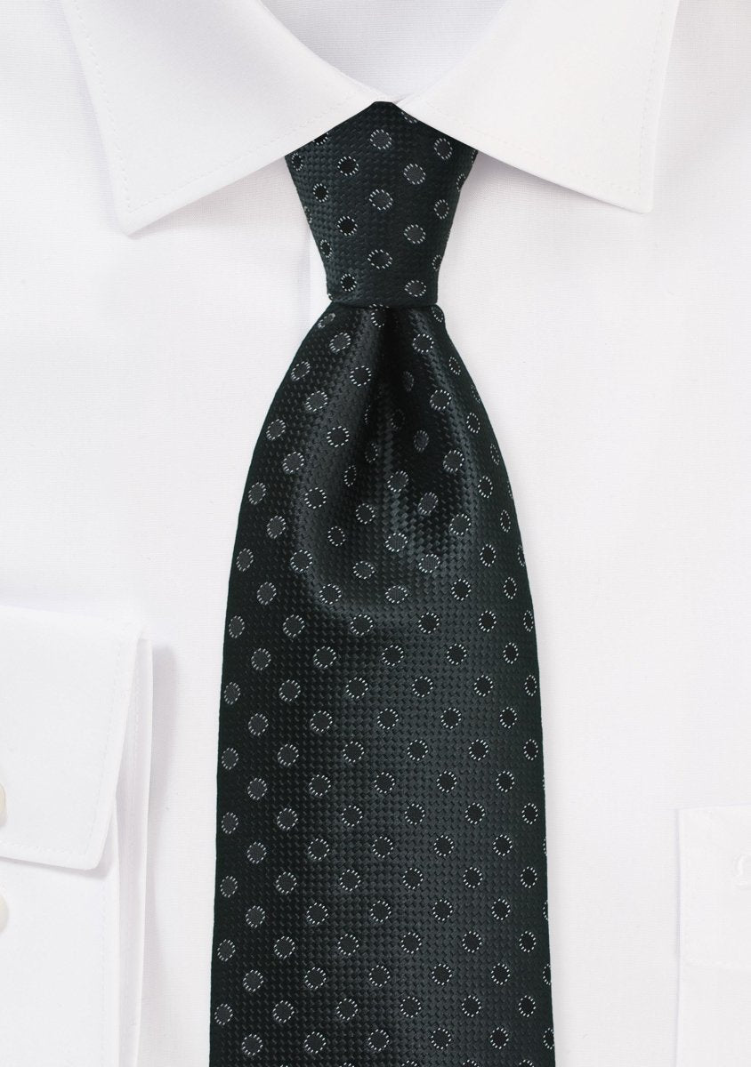 Charcoal and Black Polka Dot Necktie - MenSuits