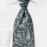 Charcoal Floral Paisley Necktie - MenSuits