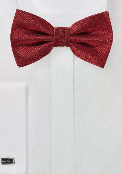 Cherry Red Herringbone Bowtie - MenSuits