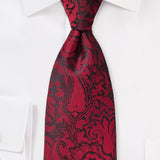 Chili Red Floral Paisley Necktie - MenSuits