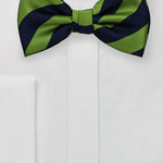 Citrus Green and Navy Repp&Regimental Striped Bowtie - MenSuits