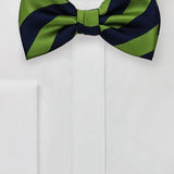 Citrus Green and Navy Repp&Regimental Striped Bowtie - MenSuits