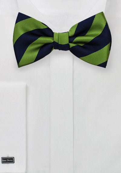 Citrus Green and Navy Repp&Regimental Striped Bowtie - MenSuits