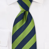 Citrus Green and Navy Repp&Regimental Striped Necktie - MenSuits
