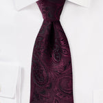 Claret Red Proper Paisley Necktie - MenSuits