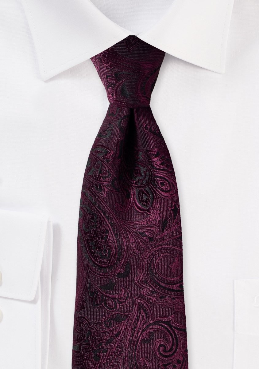 Claret Red Proper Paisley Necktie - MenSuits