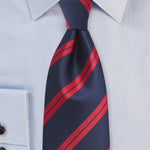 Classic Red and Blue Narrow Striped Necktie - MenSuits