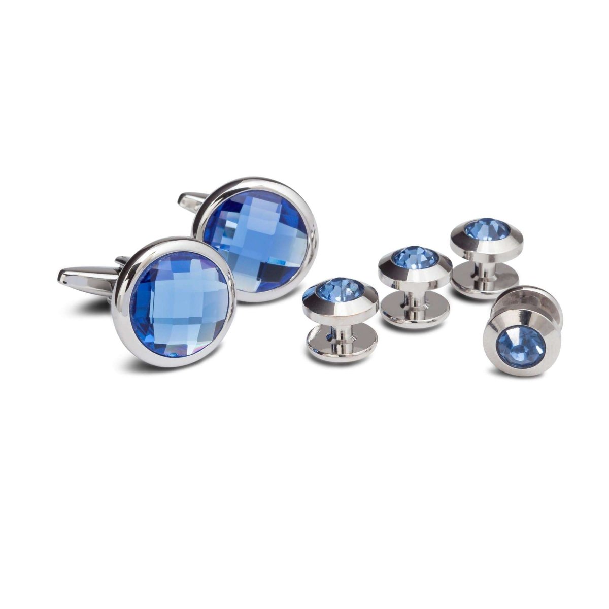 Cobalt Crystal Cufflinks and Studs - MenSuits