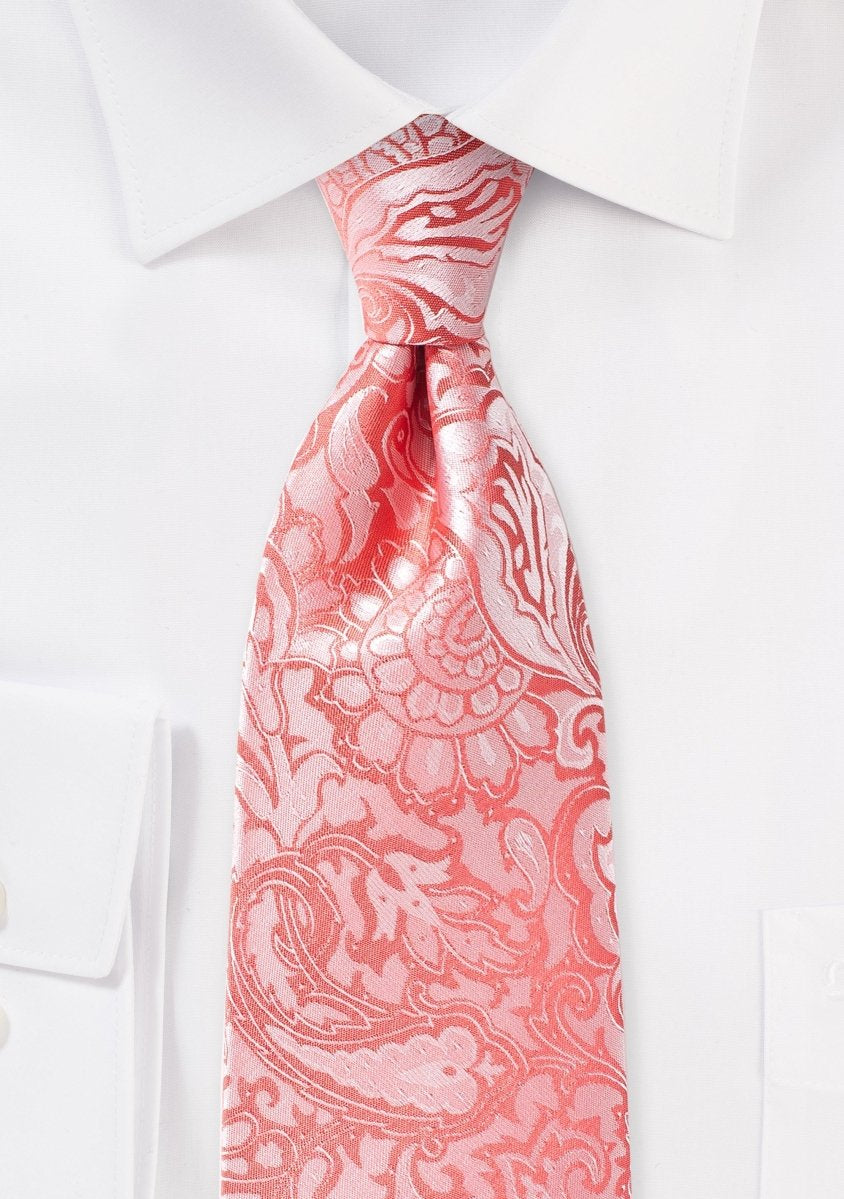 Coral Floral Paisley Necktie - MenSuits