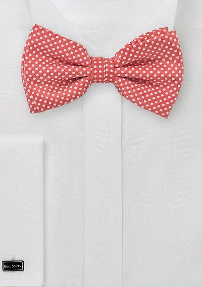 Coral Red Pin Dot Bowtie - MenSuits