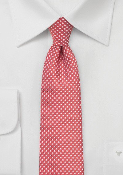 Coral Red Pin Dot Necktie - MenSuits
