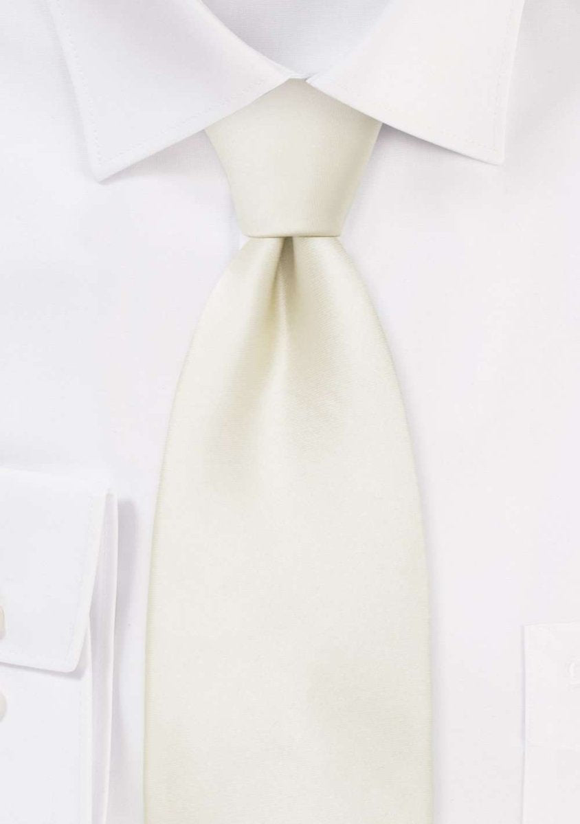Cream Solid Necktie - MenSuits