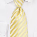 Daffodil Yellow Narrow Striped Necktie - MenSuits