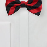 Deep Red and Black Repp&Regimental Striped Bowtie - MenSuits