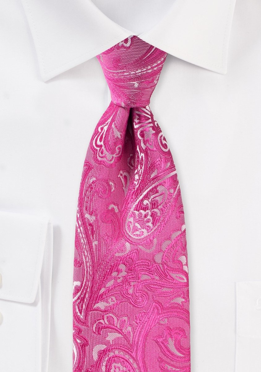 Dragon Fruit Proper Paisley Necktie - MenSuits